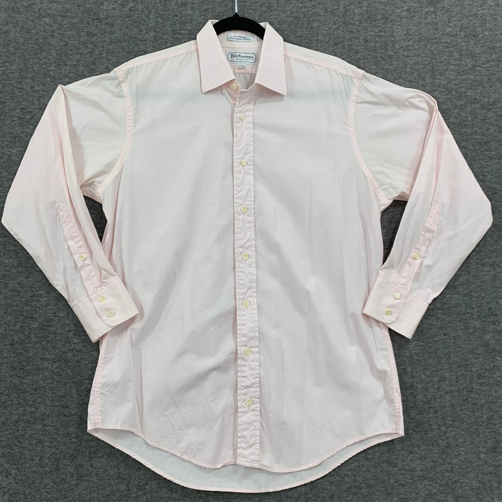 Burberrys of London Mens Pink Cotton Button Down Dress Shirt 16-32 Made in USA